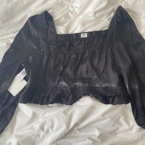 Aritzia Sunday Best May Day Blouse, Size L, Black